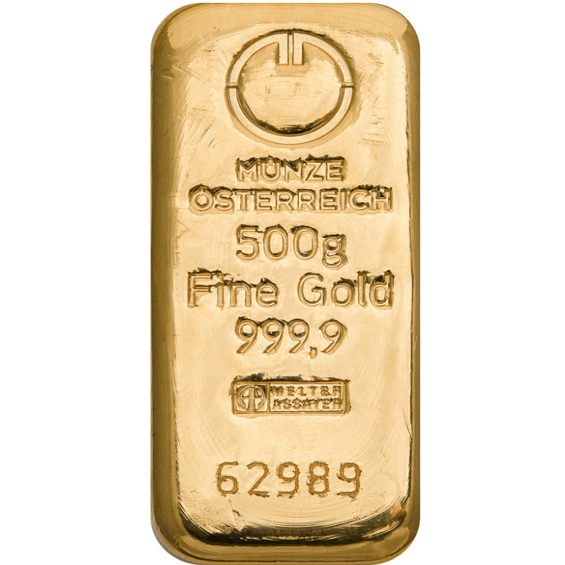 lingote de oro de 500 gramos