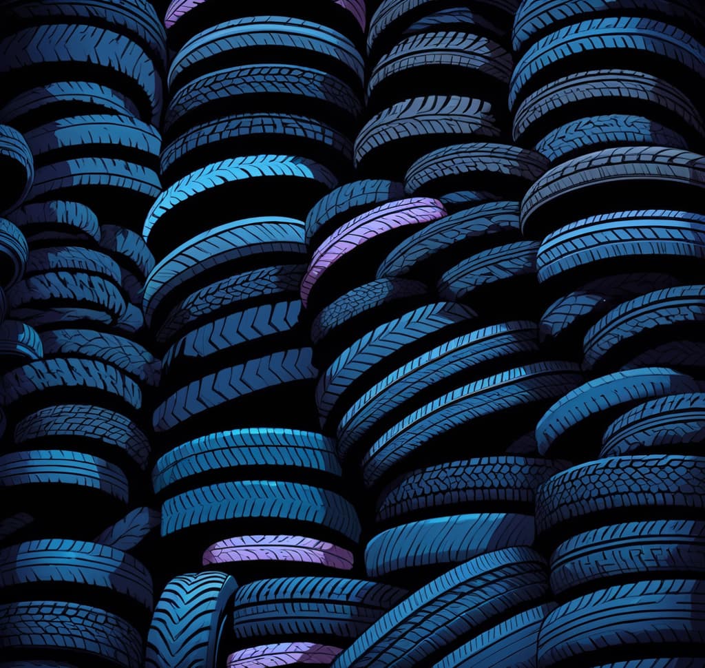 ilustración sobre neumáticos apilados